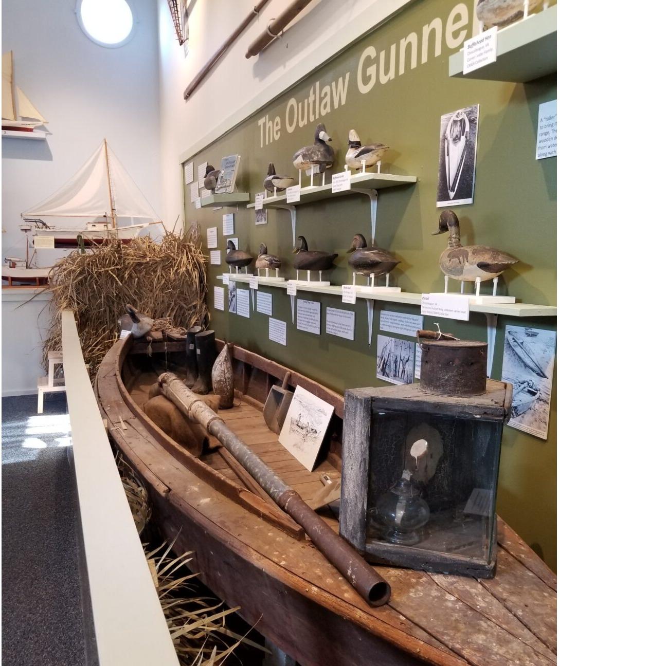 exhibit about The Outlaw Gunner at the Museum of Chincoteague Island