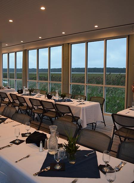 Legacy Pavilion: an outdoor facility overlooking the marsh and waterway